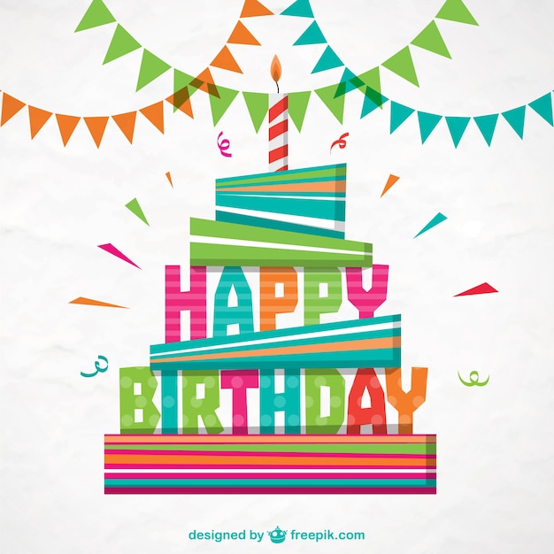 Colorful happy birthday card Vector | Free Download