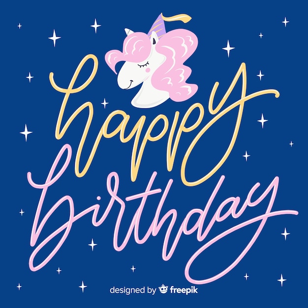 Download Colorful happy birthday lettering background Vector | Free ...