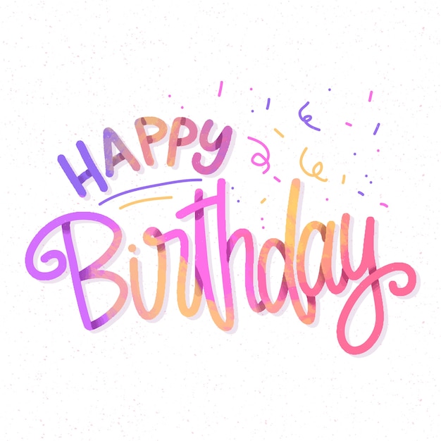 Colorful happy birthday lettering with confetti | Free Vector