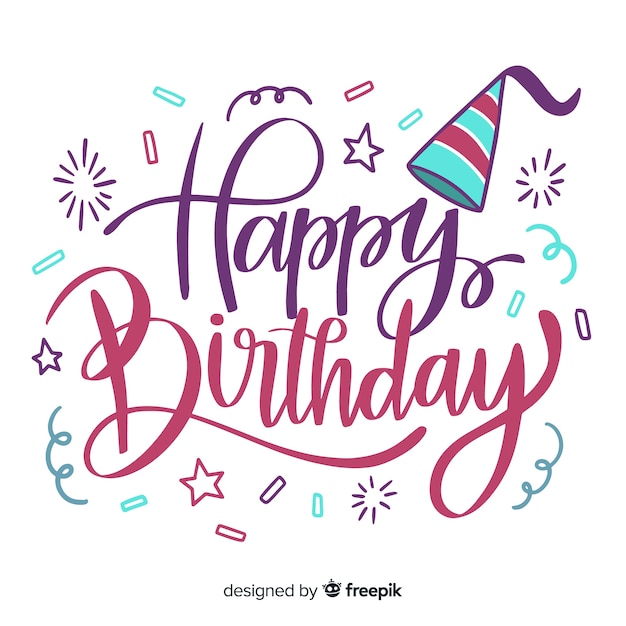 Colorful Happy Birthday Lettering Vector | Free Download