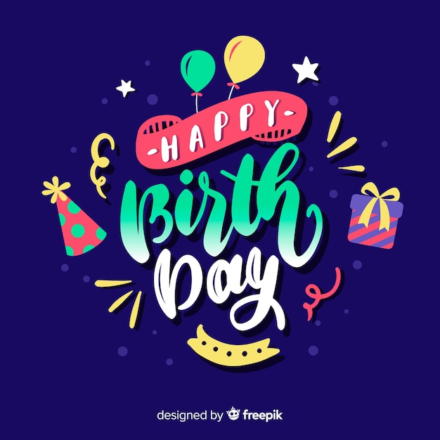 Download Colorful happy birthday lettering Vector | Free Download