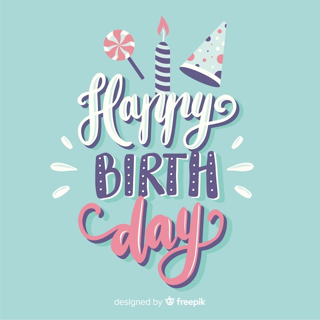 Download Colorful happy birthday lettering Vector | Free Download