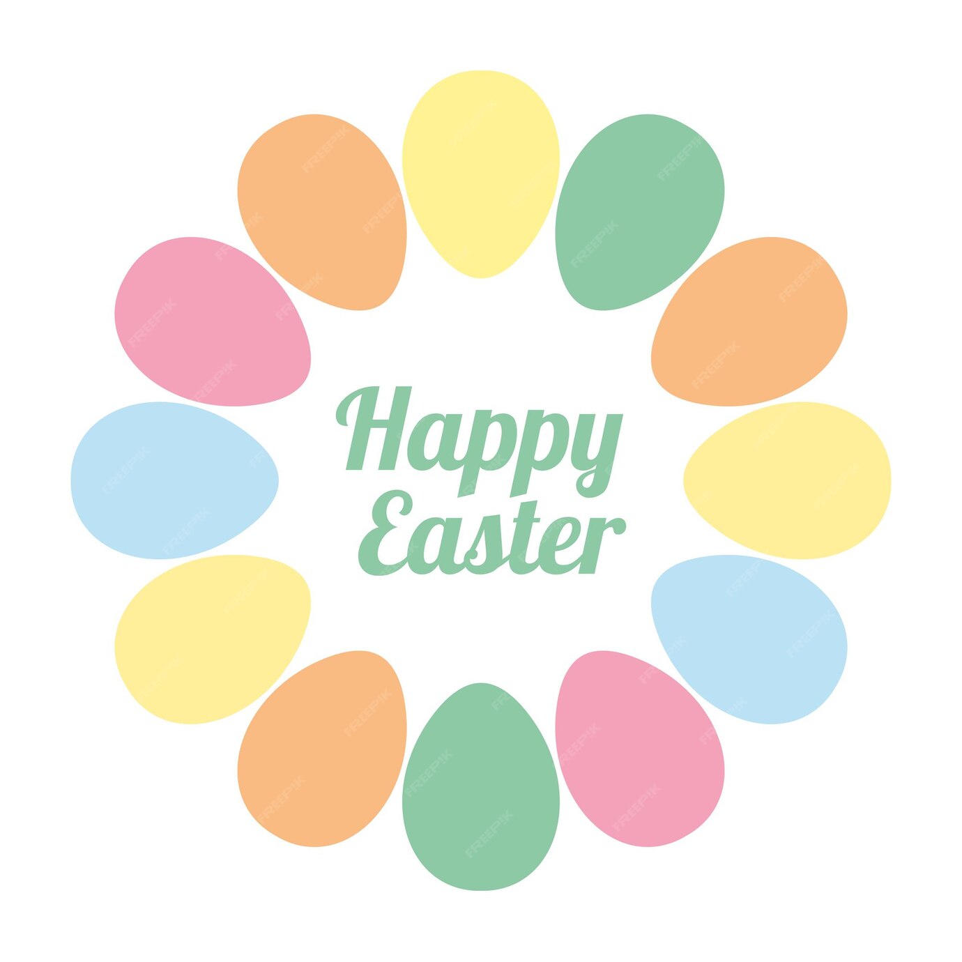 Premium Vector | Colorful happy easter eggs round frame on light ...