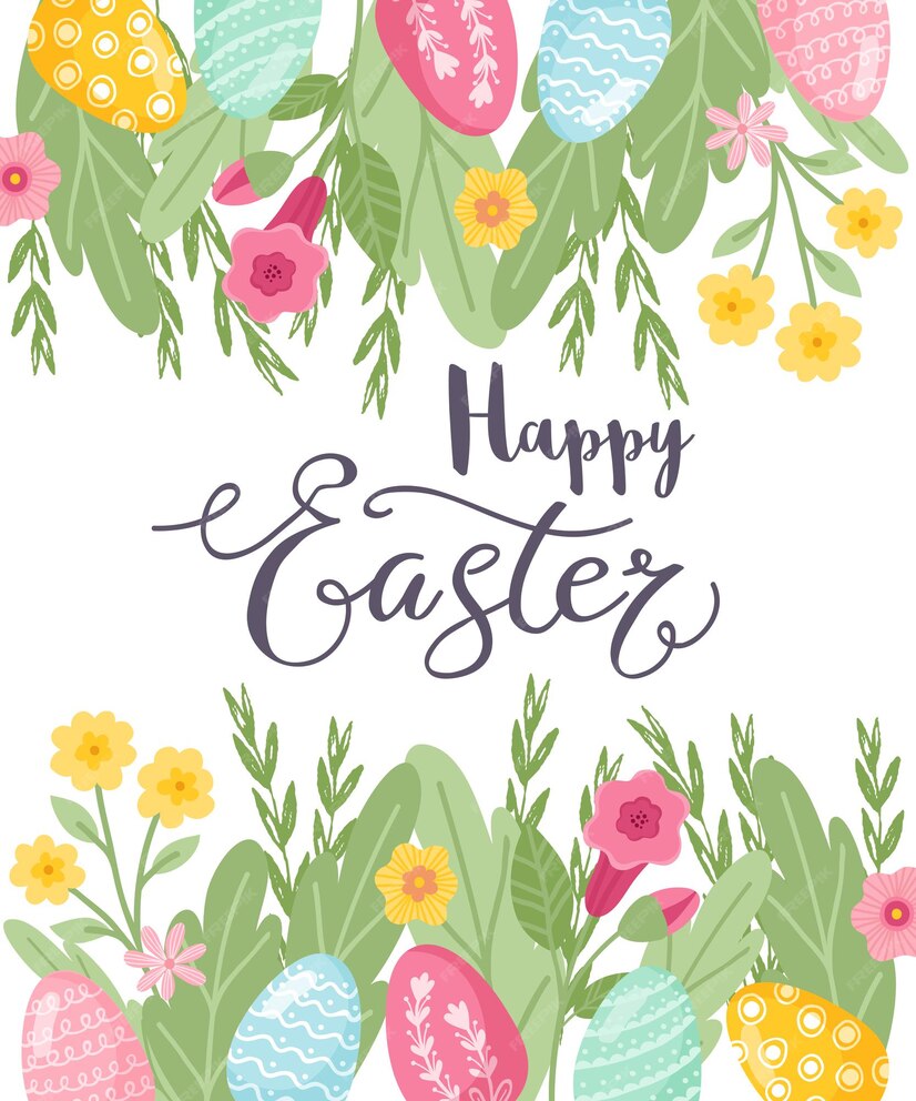 Premium Vector | Colorful happy easter greeting card with rabbit, bunny ...