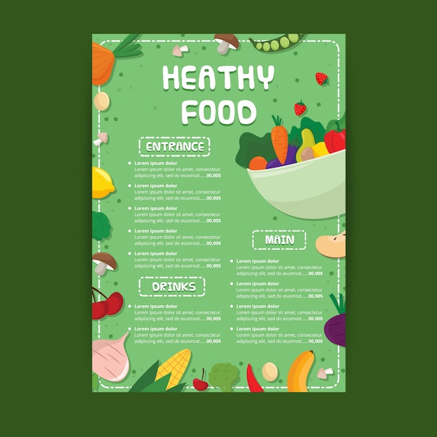 Colorful healthy food restaurant menu template | Free Vector