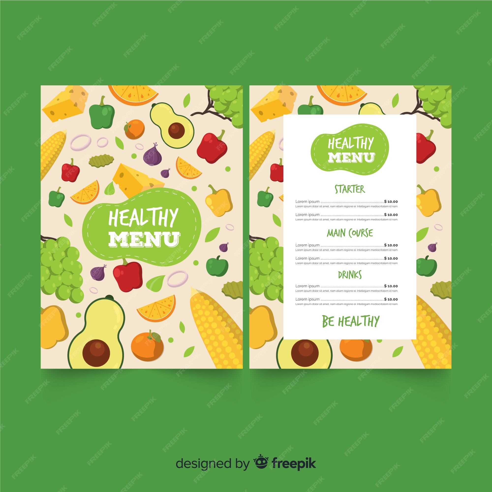 Free Vector | Colorful healthy menu template