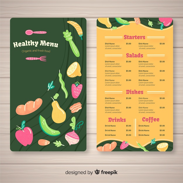 Free Vector | Colorful healthy menu template