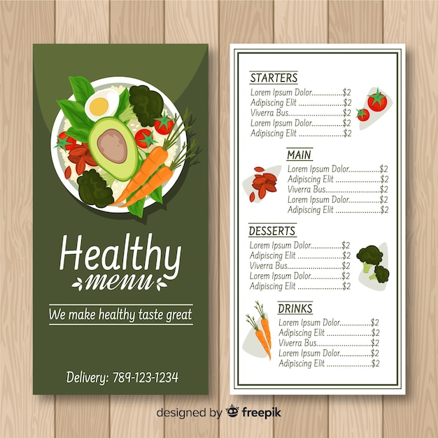 Free Vector | Colorful healthy menu template