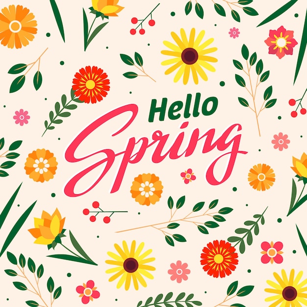 Free Vector | Colorful hello spring