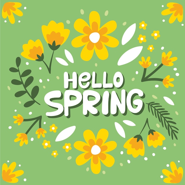 Colorful hello spring | Free Vector