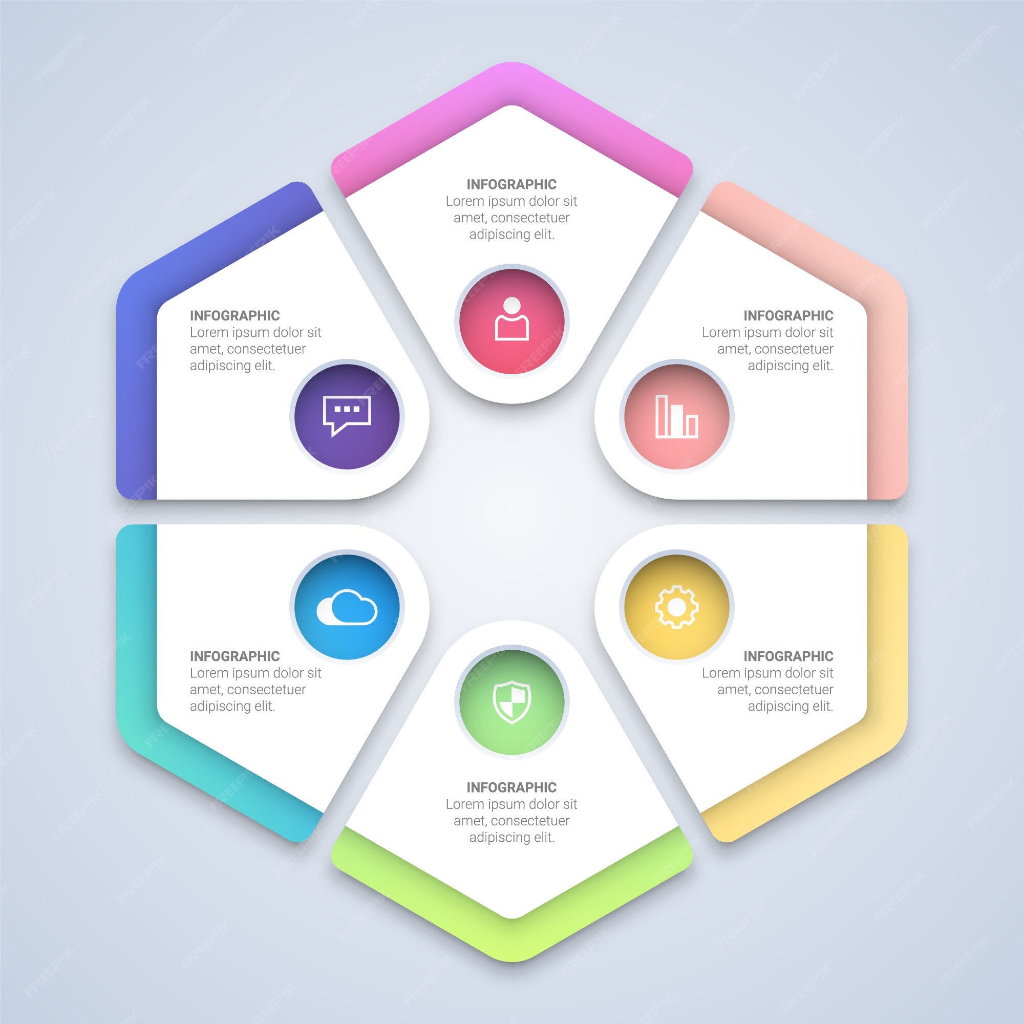 Premium Vector | Colorful hexagon infographic template