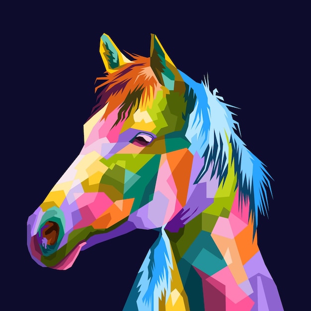 Premium Vector | Colorful illustration horses in pop art portrait style ...