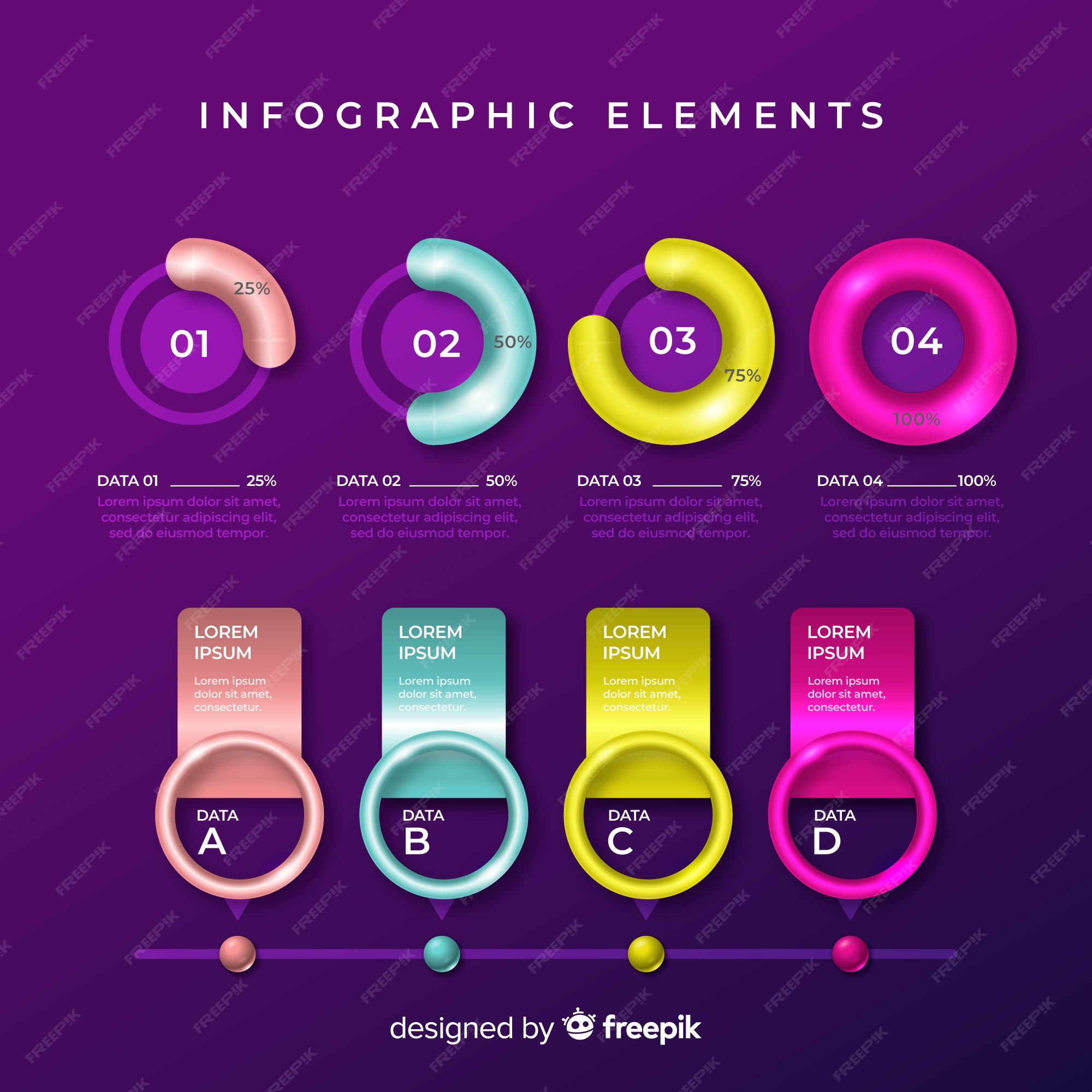 Free Vector Colorful Infographic Element Templates Collection 8646