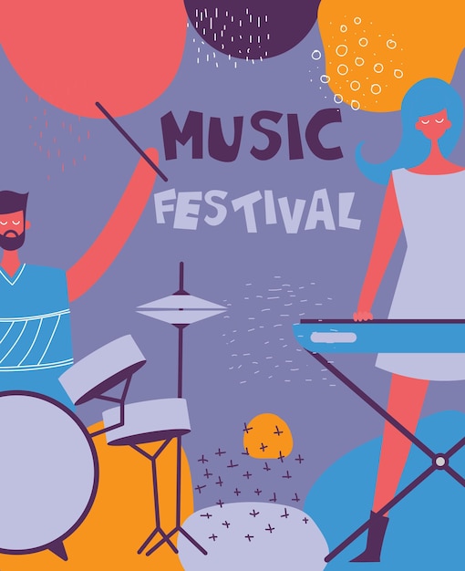 Premium Vector | Colorful jazz music festival poster in flat design ...