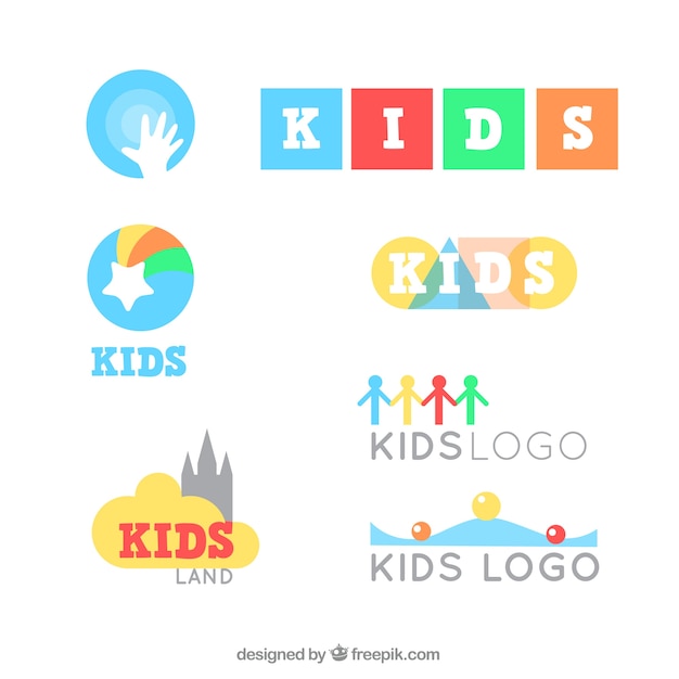 Colorful kid logo set Vector | Free Download