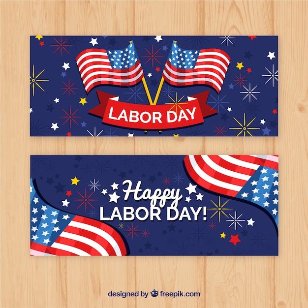 Colorful labor day banners with flat\
design