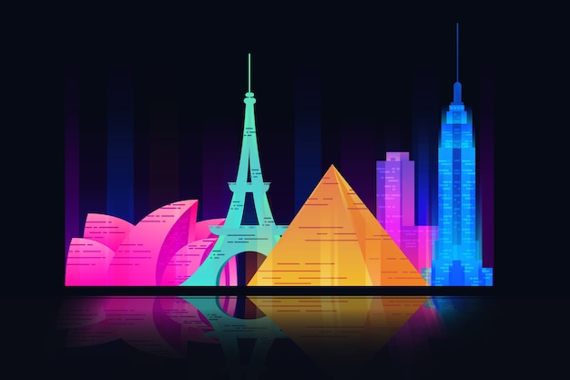 Free Vector Colorful Landmarks And Buildings Free Vector Colorful Landmarks And Buildings