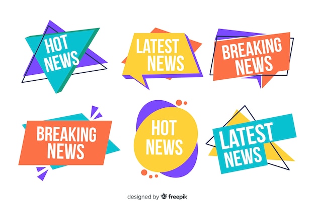 Colorful lastest news banner pack | Free Vector