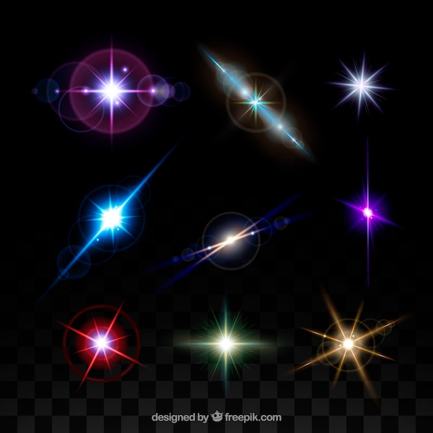 Lens Flare Vector Free - Lens flares collection in colorful style