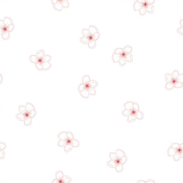 カラフルなラインの桃桜のシームレスなテクスチャ背景 プレミアムベクター