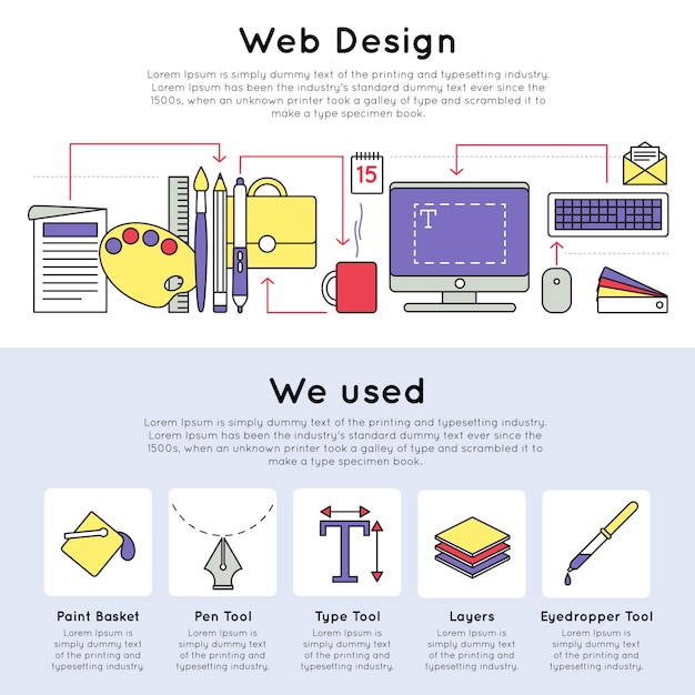 Free Vector | Colorful linear web design concept