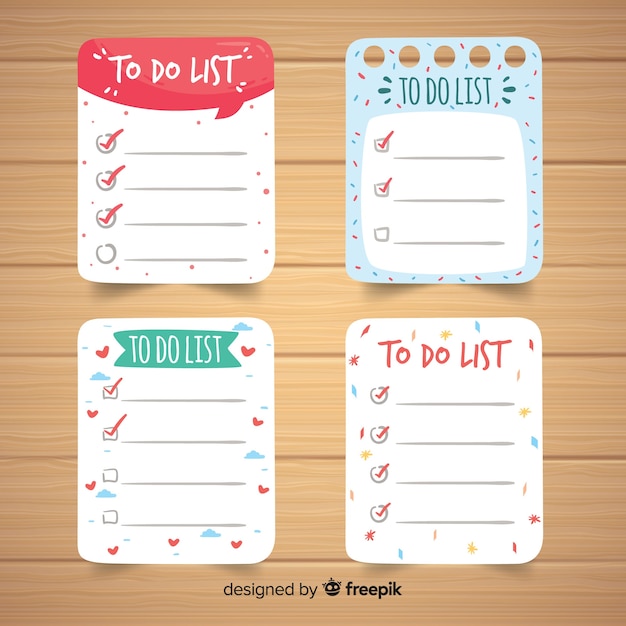 Colorful to do list collection with flat design Free Vector