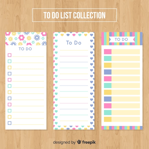 Colorful to do list collection with flat design | Free Vector