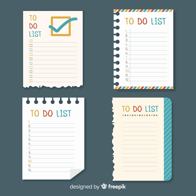 Colorful to do list collection with flat design Vector | Free Download