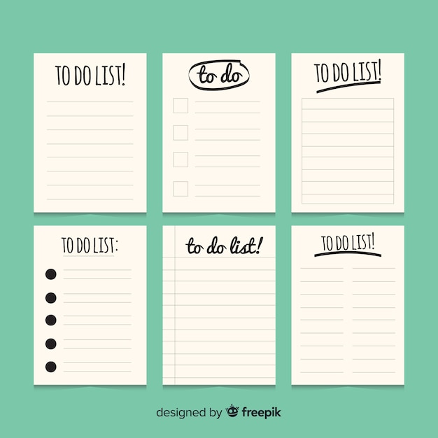 Colorful to do list collection with flat design Free Vector