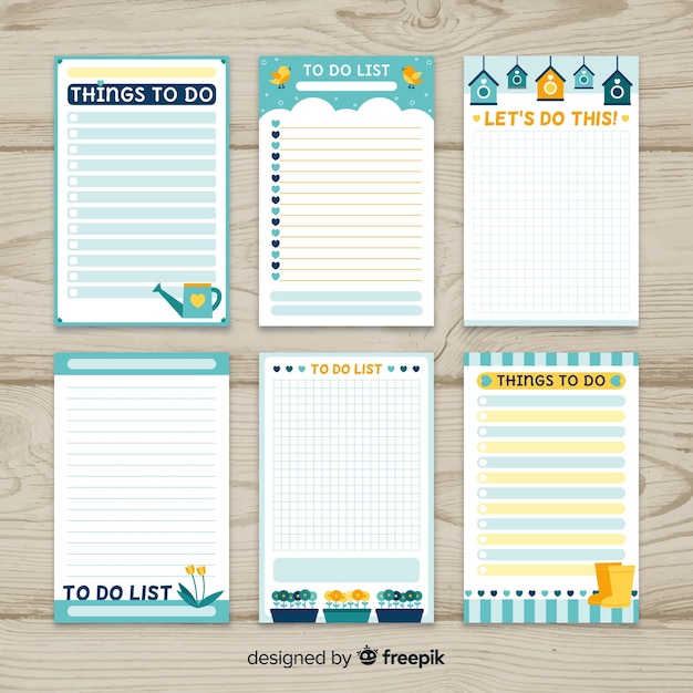 Colorful to do list collection with flat design Free Vector