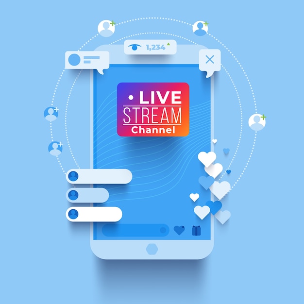 Colorful live stream concept Free Vector