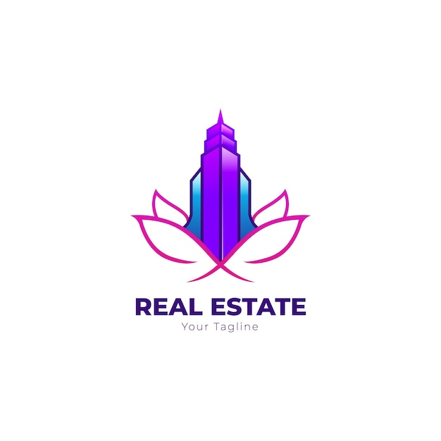 Premium Vector | Colorful lotus real estate logo design