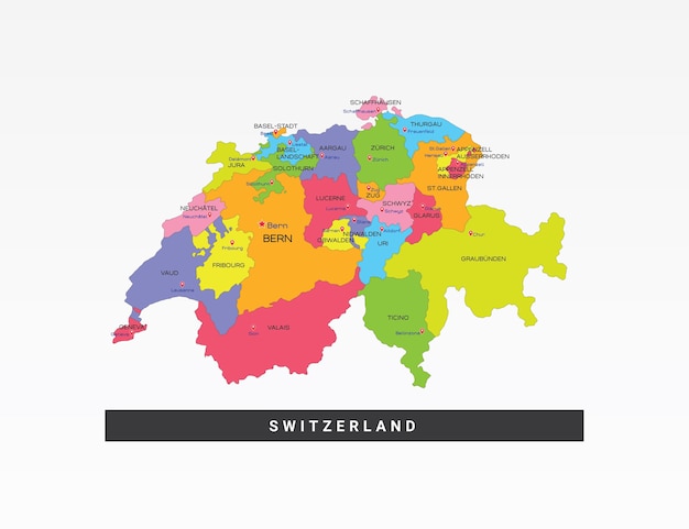スイスのカラフルな地図 プレミアムベクター