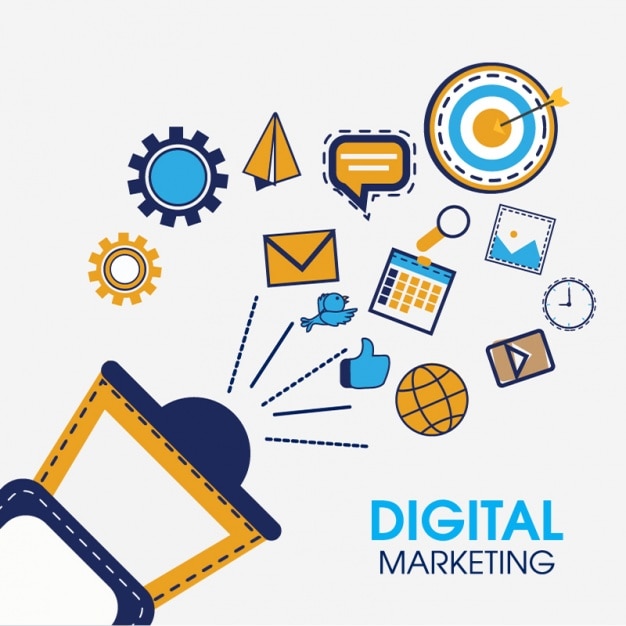 Colorful marketing background with flat elements Premium Vector Colorful marketing background with flat elements Premium Vector
