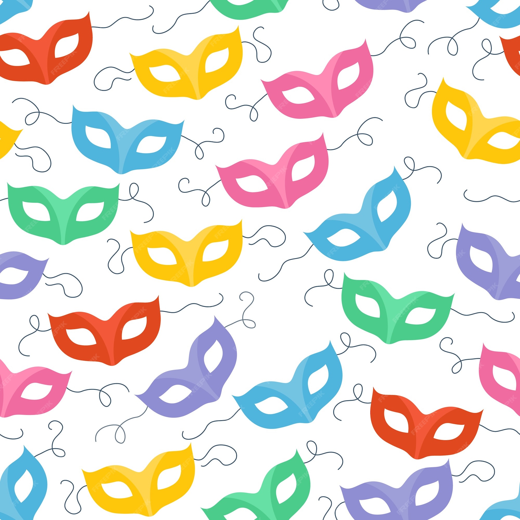 Premium Vector | Colorful masquerade carnival masks seamless pattern ...