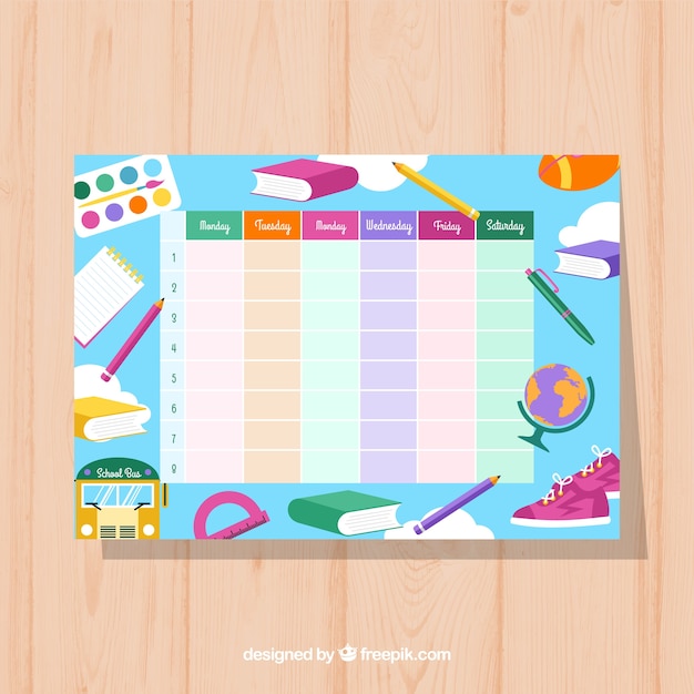 Colorful materials and fun school schedule