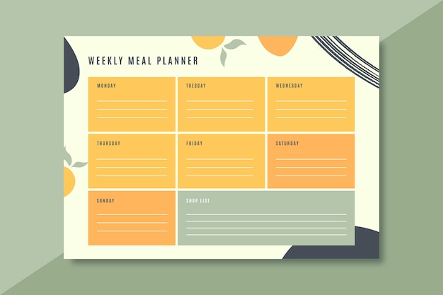 colorful meal planner free printable