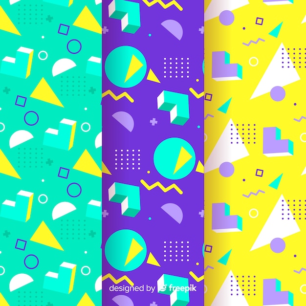 Colorful memphis pattern group Vector | Free Download