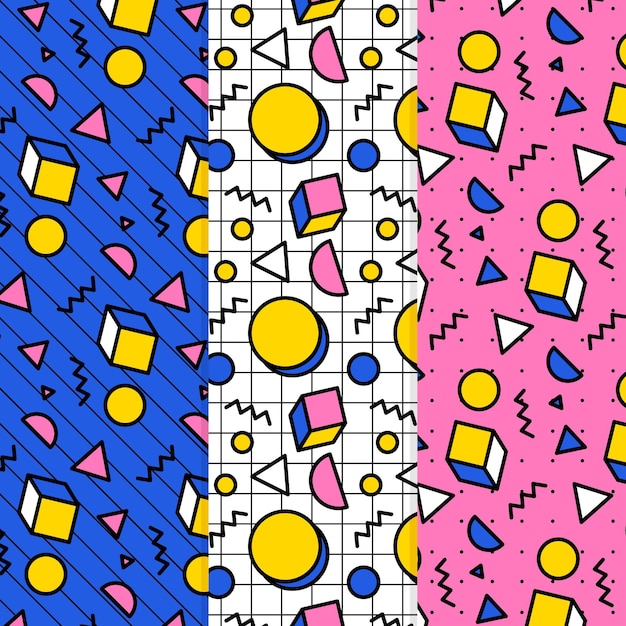 Colorful memphis pattern pack | Free Vector