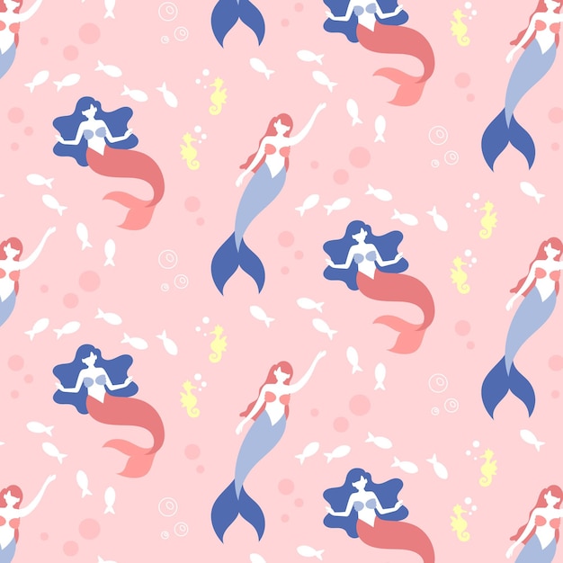 Download Colorful mermaid pattern | Free Vector