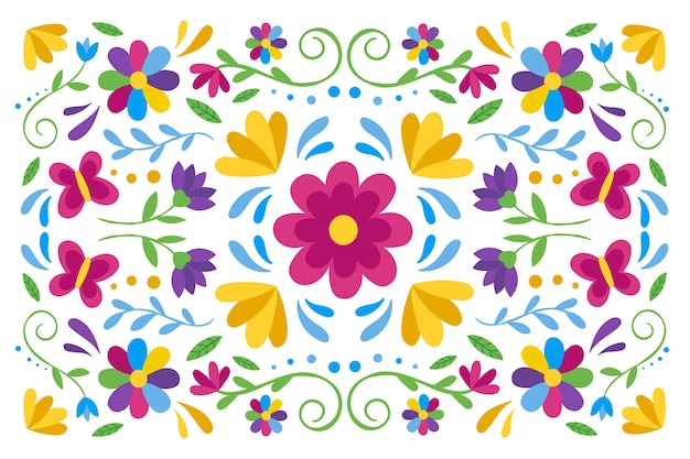 Colorful mexican background with flowers | Free Vector