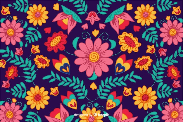 Free Vector Colorful Mexican Embroidery Background 