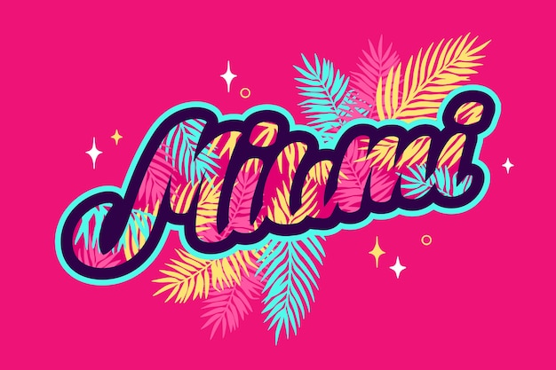 Free Vector | Colorful miami city lettering