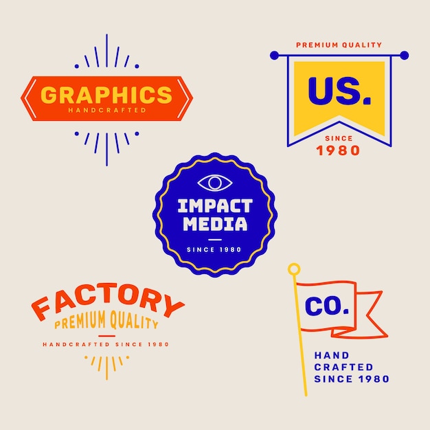 Download Free Download Free Colorful Minimal Logo Collection In Retro Style Use our free logo maker to create a logo and build your brand. Put your logo on business cards, promotional products, or your website for brand visibility.