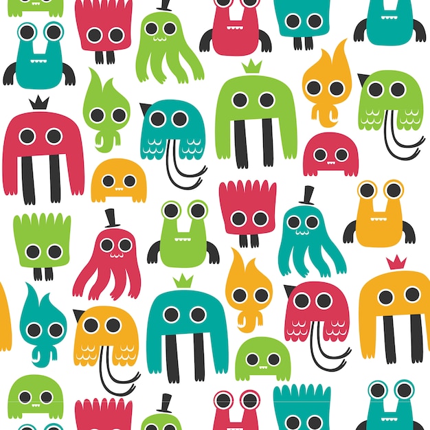 Premium Vector Colorful monster pattern