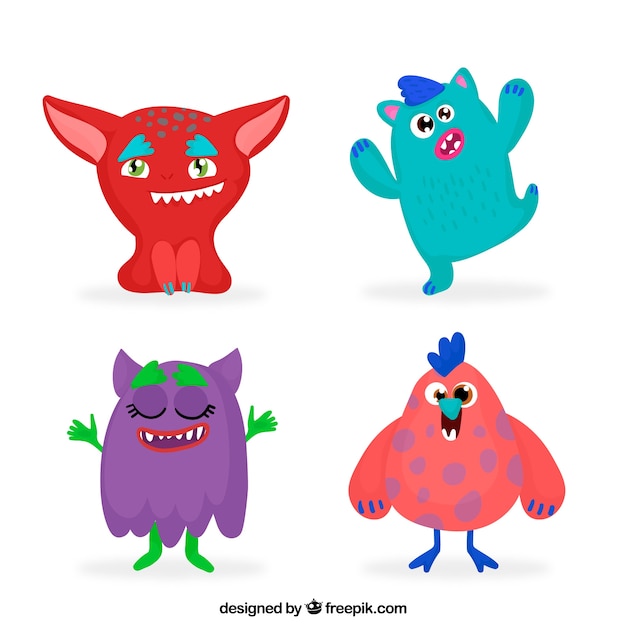 Free Vector | Colorful monsters collection