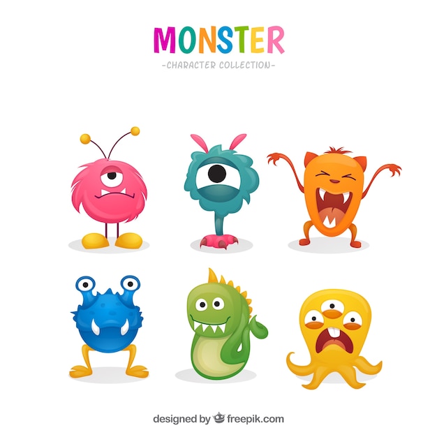 Free Vector | Colorful monsters collection