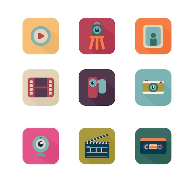 Download Colorful multimedia icon pack Vector | Free Download