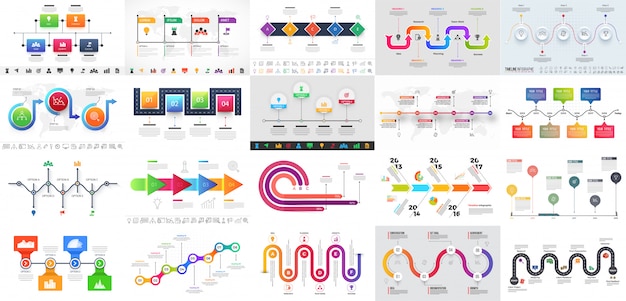 Colorful multiple levels timeline infographic Premium Vector