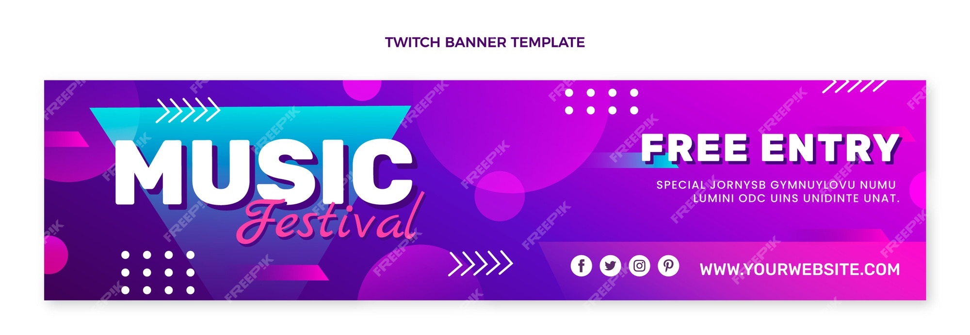 Free Vector | Colorful music festival twitch banner